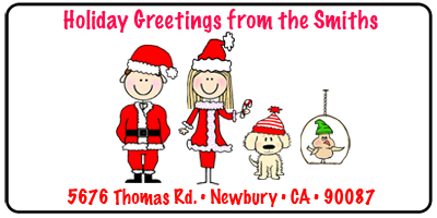 holiday greetings stick figure large mailing address labels
